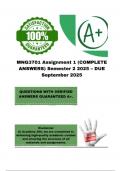 MNG3701 Assignment 1 &lpar;COMPLETE ANSWERS&rpar; Semester 2 2025 &ndash; DUE September 2025&semi; 100&percnt; correct solutions and explanations&period;