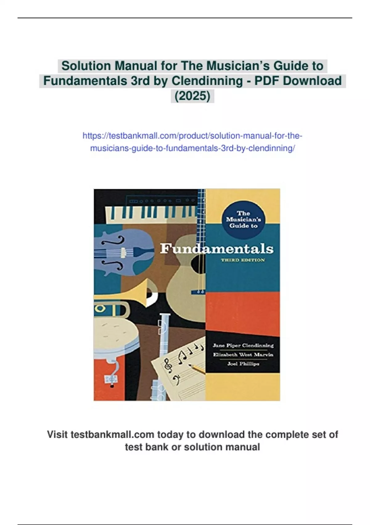 Summary Solution Manual for The Musician’s Guide to Fundamentals 3rd by ...