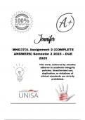 MNG3701 Assignment 2 &lpar;COMPLETE ANSWERS&rpar; Semester 2 2025 &ndash; DUE 2025&semi; 100&percnt; correct solutions and explanations&period; 