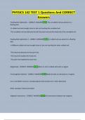 PHYSICS 142 TEST 1 Questions And CORRECT  Answers