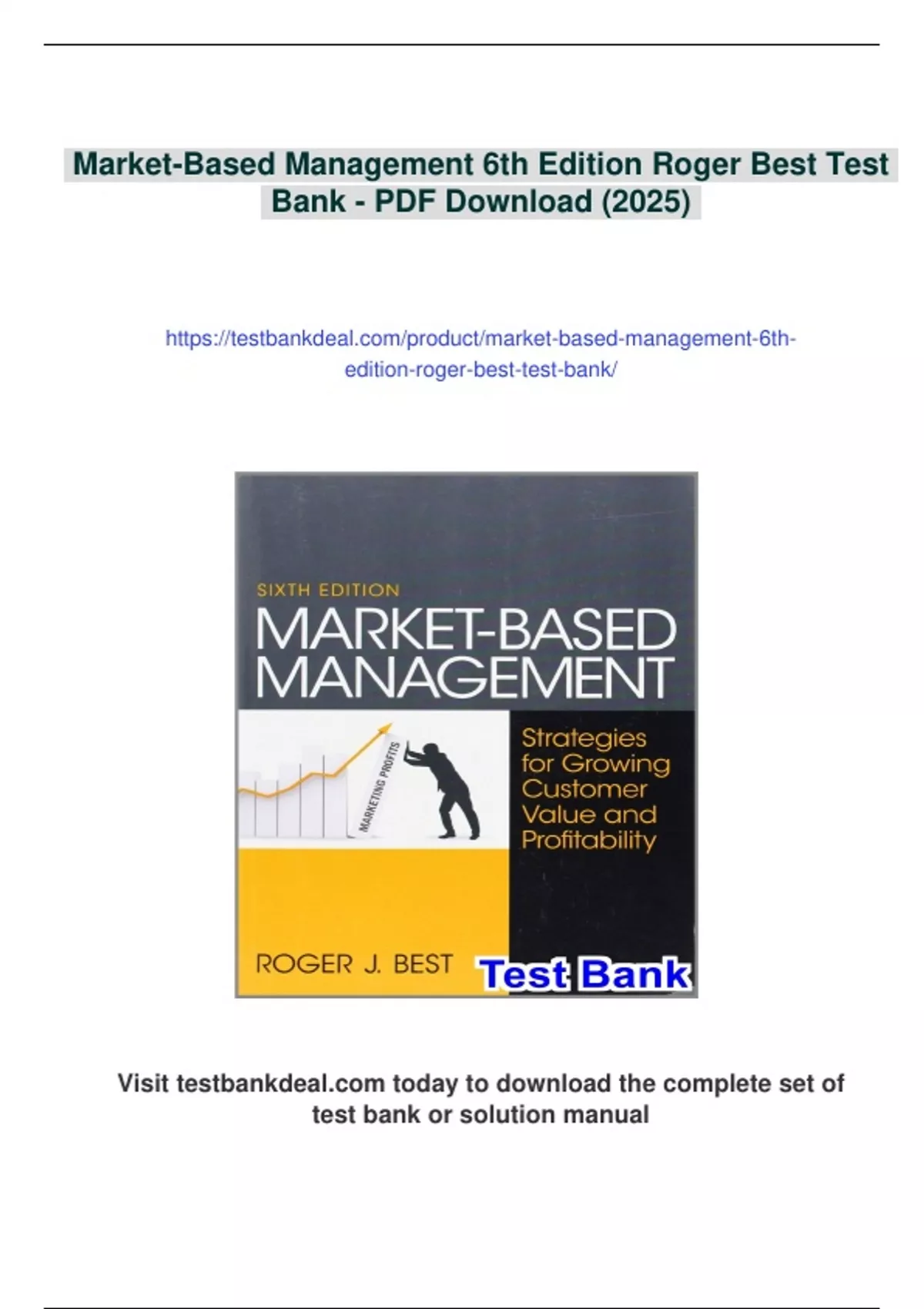 Summary Market-Based Management 6th Edition Roger Best Test Bank ...