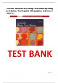 Test Bank Abnormal Psychology 18th Edition by Hooley&vert;&vert; Nock&vert;&vert; Butcher latest update with questions and answers  A&plus;
