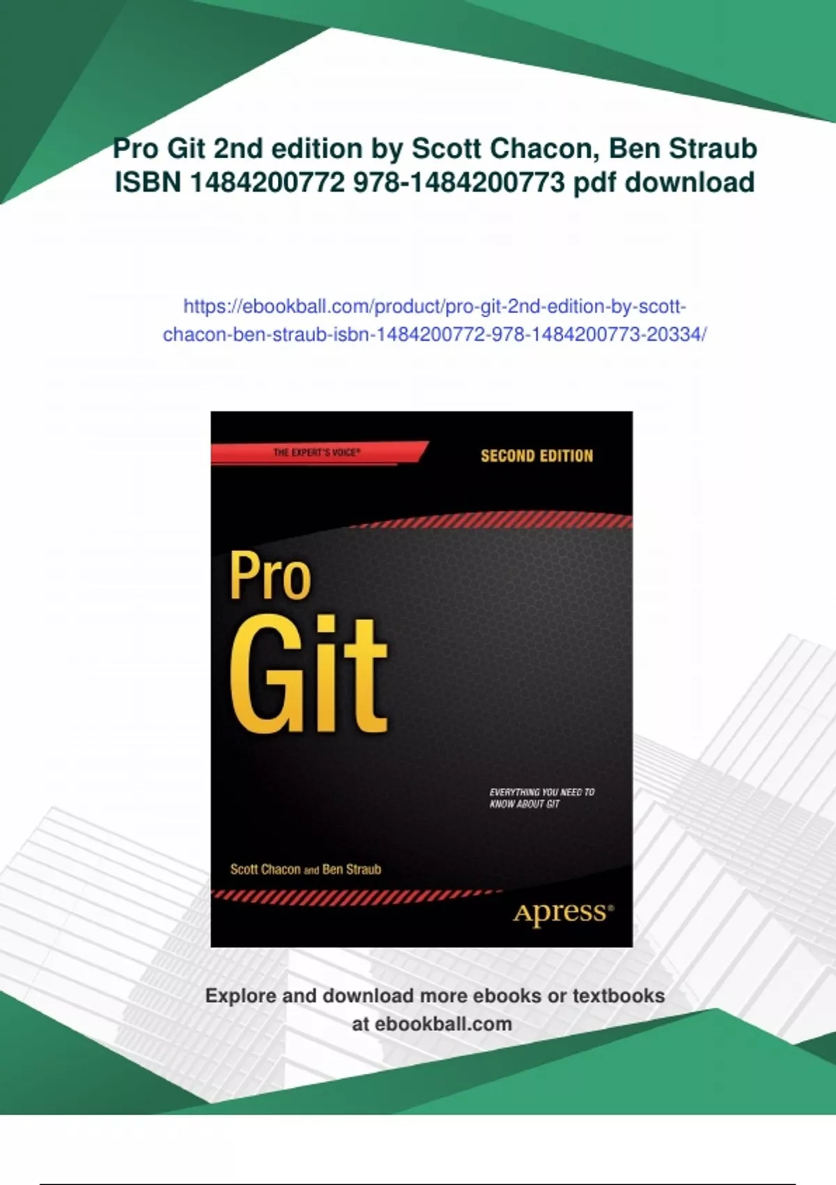 Summary Pro Git 2nd edition by Scott Chacon, Ben Straub ISBN - Instant ...