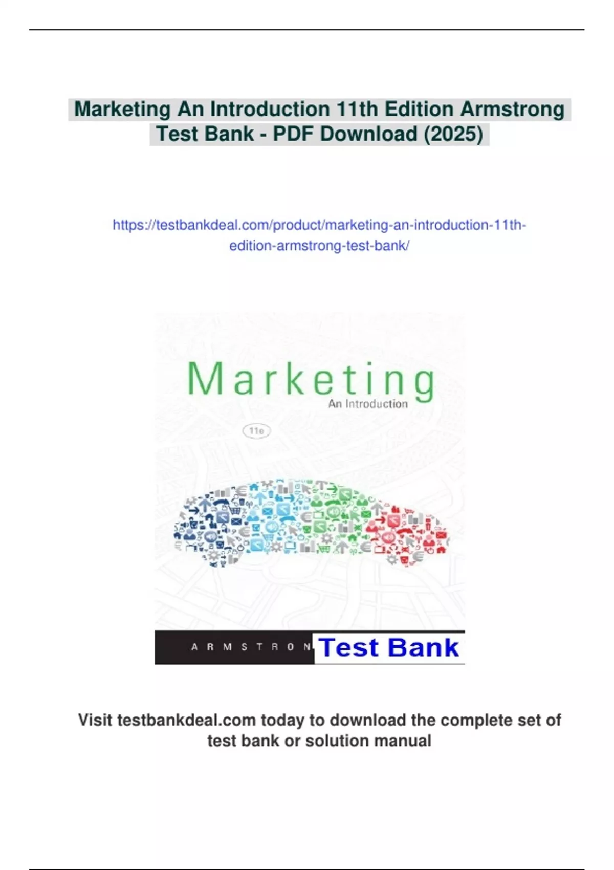 Summary Marketing An Introduction 11th Edition Armstrong Test Bank ...