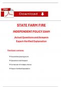 State Farm Fire Independent Policy Exam &ndash; Verified Questions and Answers &lpar;2025&ndash;2026&rpar;