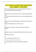 NYC FOOD EXAM REVISION QUESTIONS AND CORRECT ANSWERS