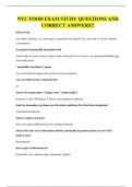 NYC FOOD EXAM STUDY QUESTIONS AND CORRECT ANSWERS