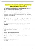 NYC FOOD HANDLERS EXAM QUESTIONS AND CORRECT ANSWERS