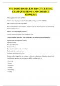 NYC FOOD HANDLERS PRACTICE FINAL EXAM QUESTIONS AND CORRECT ANSWERS&excl;