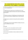 NYC FOOD PROTECTION FINAL EXAM QUESTIONS AND CORRECT ANSWERS
