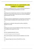 NYC FOOD EXAM ALL QUESTIONS AND CORRECT ANSWERS&excl;