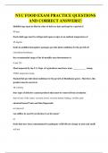 NYC FOOD EXAM PRACTICE QUESTIONS AND CORRECT ANSWERS