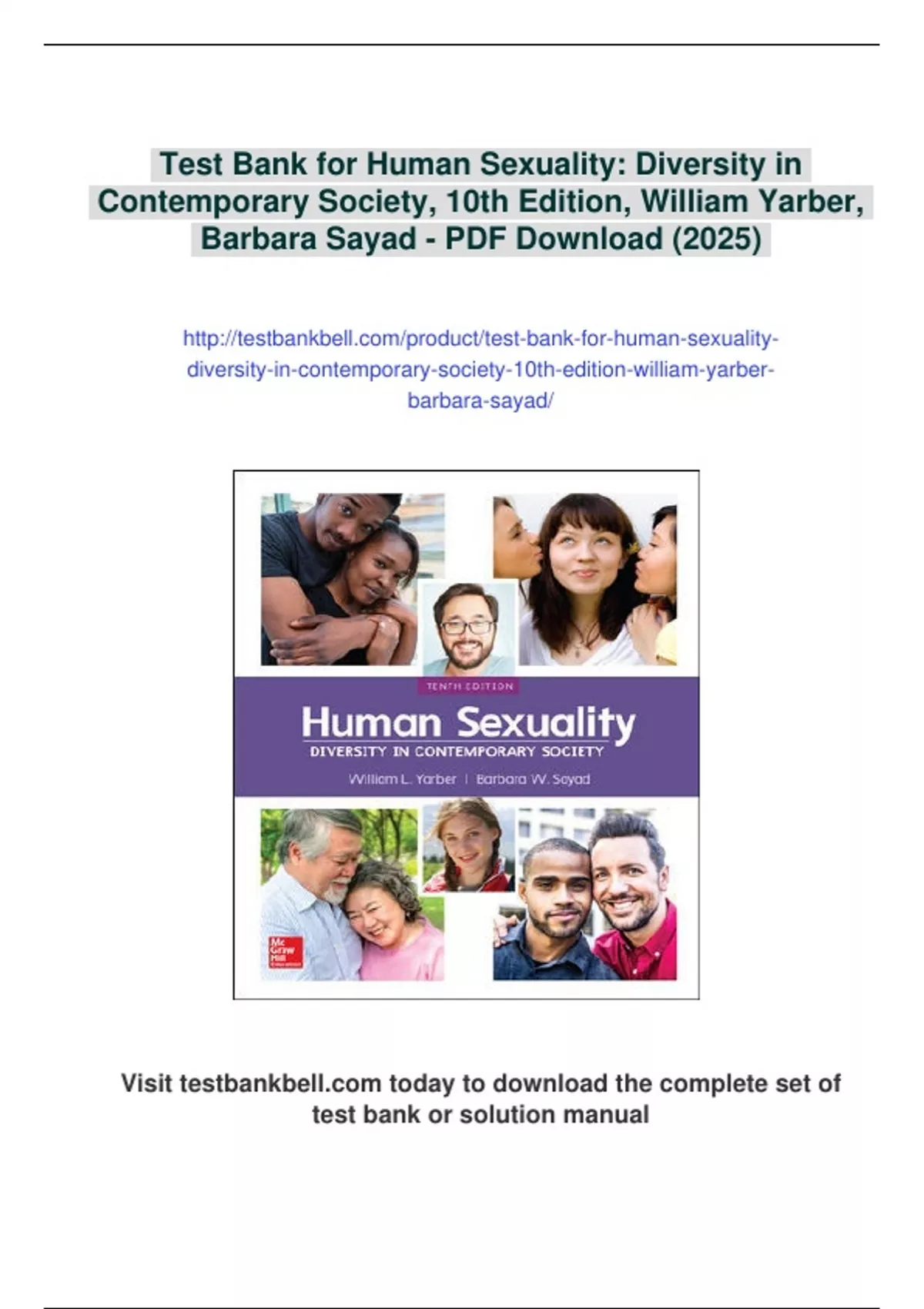 Summary Test Bank for Human Sexuality Diversity in Contemporary