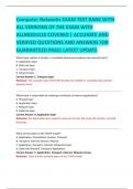Computer Networks EXAM TEST BANK WITH  ALL VERSIONS OF THE EXAM WITH  ALLMODULES COVERED &vert; ACCURATE AND  VERIFIED QUESTIONS AND ANSWERS FOR  GUARANTEED PASS&vert; LATEST UPDATE 