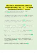 Class B CDL with Passenger School Bus  Endorsement UPDATED   ACTUAL Exam  Questions and CORRECT Answers 