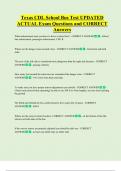 Texas CDL School Bus Test UPDATED    ACTUAL Exam Questions and CORRECT  Answers 