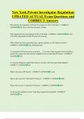 New York Private Investigator Regulations  UPDATED ACTUAL Exam Questions and  CORRECT Answers
