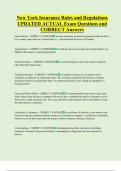 New York Insurance Rules and Regulations  UPDATED ACTUAL Exam Questions and  CORRECT Answers 