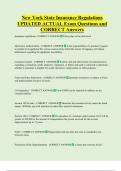 New York State Insurance Regulations  UPDATED ACTUAL Exam Questions and  CORRECT Answers