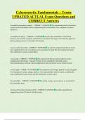 Cybersecurity Fundamentals &ndash; Terms  UPDATED ACTUAL Exam Questions and  CORRECT Answers 