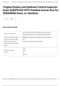 Virginia Erosion and Sediment Control Inspector Exam QUESTIONS WITH Detailed Answer Key For &lpar;2025&vert;2026&rpar; Exam&comma; A&plus; Solutions