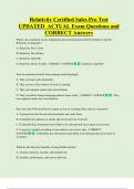 Relativity Certified Sales Pro Test  UPDATED  ACTUAL Exam Questions and  CORRECT Answers 