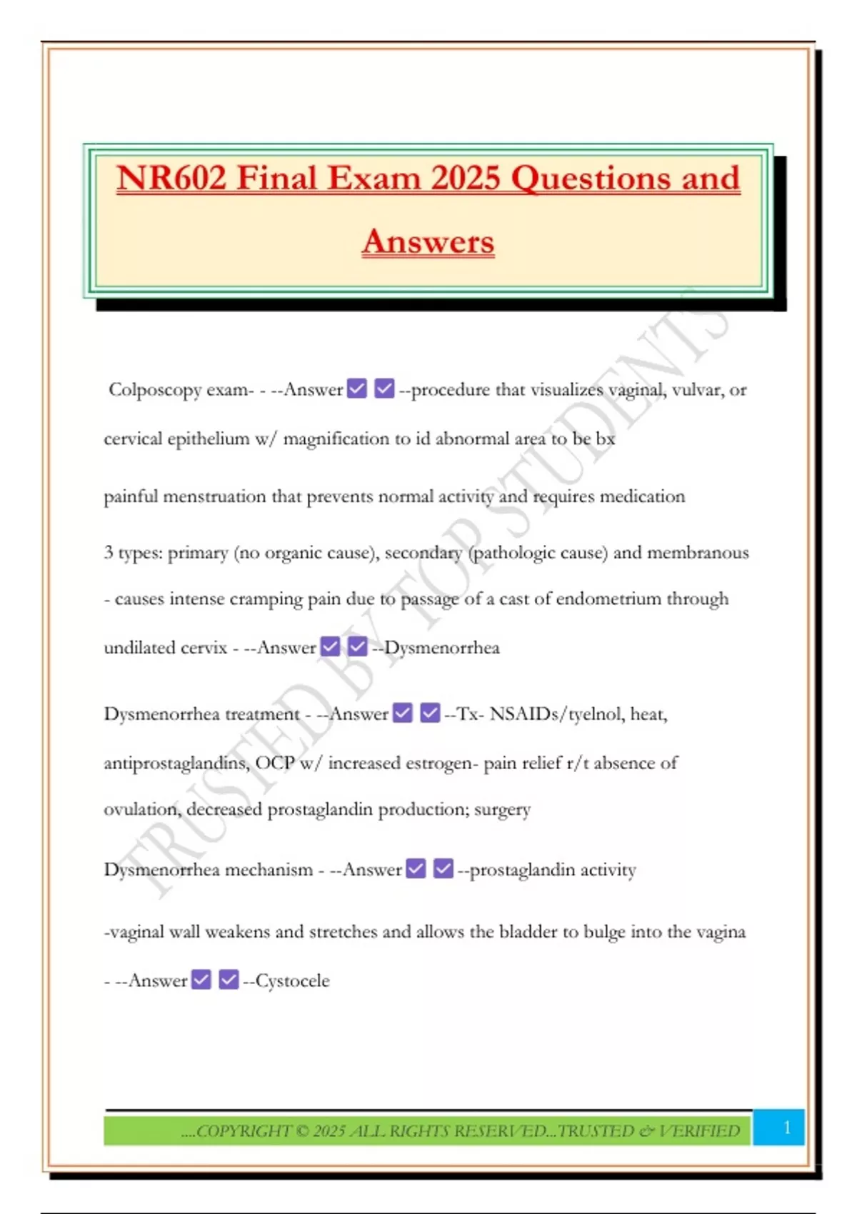 NR602 Final Exam 2025 Questions and Answers - NR602 - Stuvia US