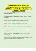 Mosby's Comprehensive Review of  Radiography&colon; IMAGE PRODUCTION  UPDATED  ACTUAL Exam Questions and  CORRECT Answers