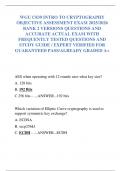 WGU C839 INTRO TO CRYPTOGRAPHY  OBJECTIVE ASSESSMENT EXAM 2025&sol;2026  BANK 2 VERSIONS QUESTIONS AND  ACCURATE ACTUAL EXAM WITH  FREQUENTLY TESTED QUESTIONS AND  STUDY GUIDE &sol; EXPERT VERIFIED FOR  GUARANTEED PASS&sol;ALREADY GRADED A&plus;