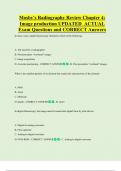 Mosby's Radiography Review Chapter 4&colon;  Image production UPDATED  ACTUAL  Exam Questions and CORRECT Answers