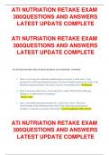 ATI NUTRIATION RETAKE EXAM   300QUESTIONS AND ANSWERS  LATEST UPDATE COMPLETE