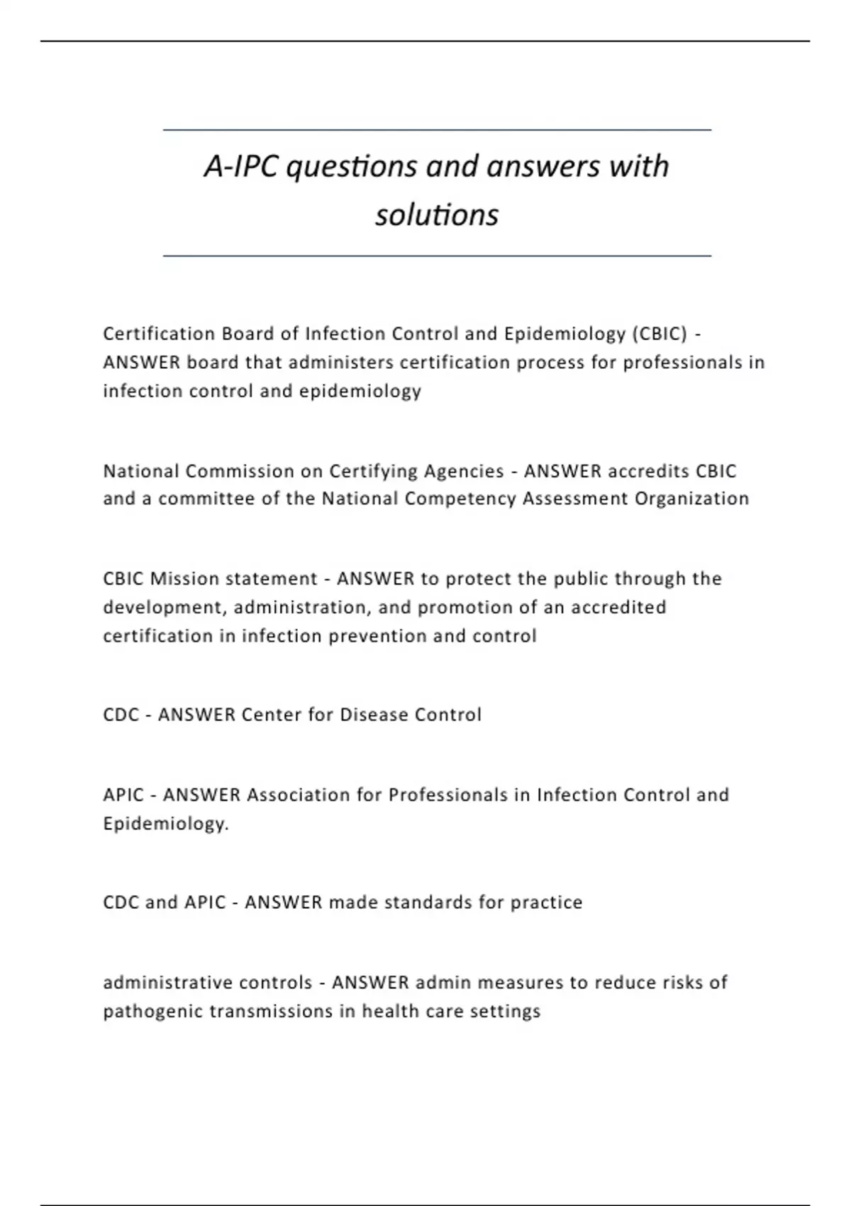 A-IPC questions and answers with solutions - A-IPC - Stuvia US