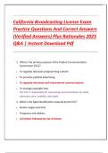 California Broadcasting License Exam  Practice Questions And Correct Answers  &lpar;Verified Answers&rpar; Plus Rationales 2025  Q&A &vert; Instant Download Pdf 