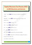 Virginia Placement Test Practice &lpar;MTE 2&rpar; 2025 Questions and Answers