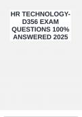 HR TECHNOLOGY-D356 EXAM QUESTIONS 100&percnt; ANSWERED 2025