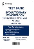 Evolutionary Psychology&colon; The New Science of the Mind 7th Edition - Test Bank by David M&period; Buss
