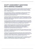 EXCPT ASSESSMENT QUESTIONS WITH VERIFIED ANSWERS