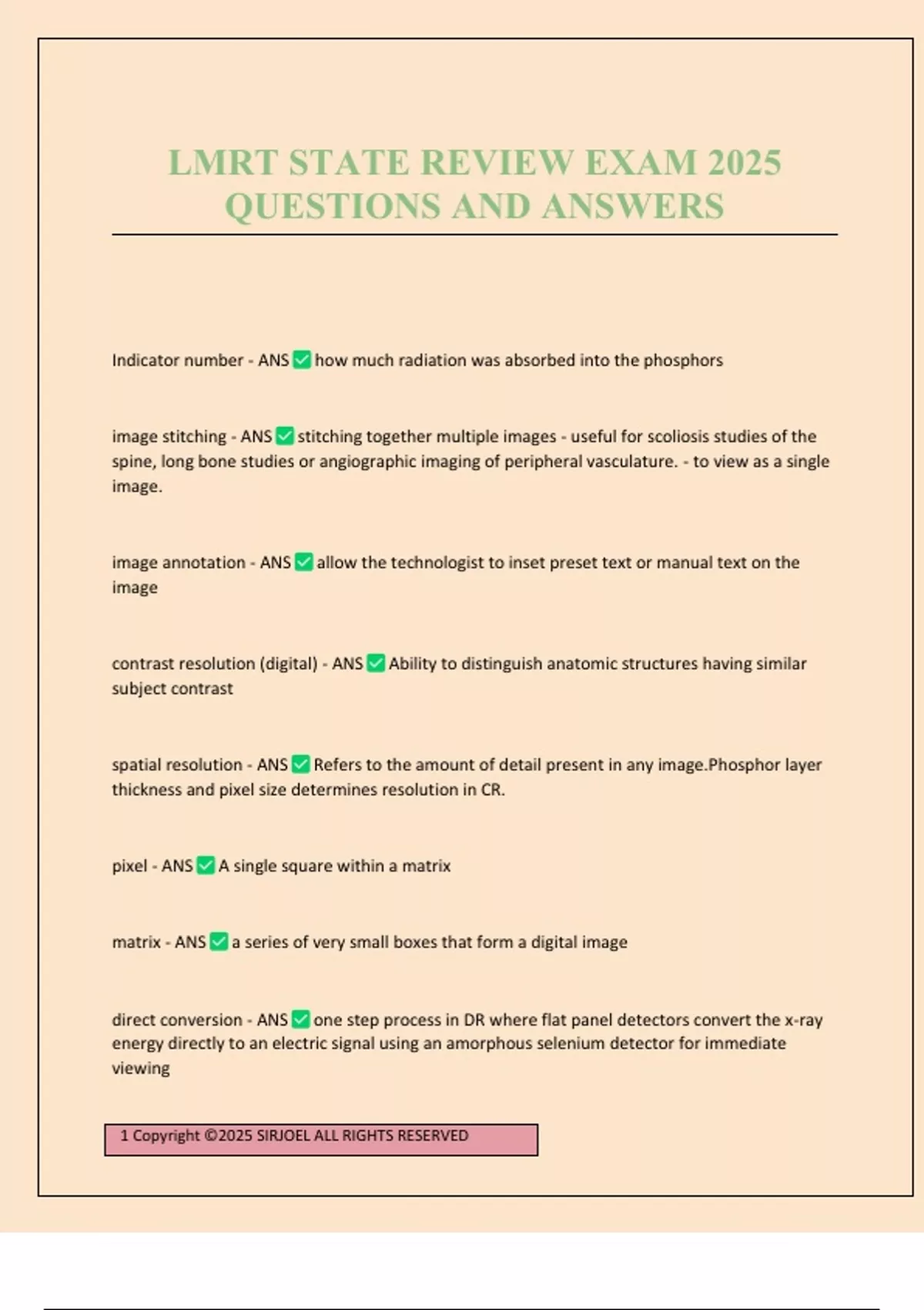 LMRT STATE REVIEW EXAM 2025 QUESTIONS AND ANSWERS - LMRT - Stuvia US