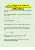 Unit 1 - NM Real Estate License Law  UPDATED  ACTUAL Exam Questions and  CORRECT Answers 