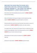 EMR WRITTEN EXAM PRACTICE EXAM 2025 &vert;  QUESTIONS AND WELL DETAILED ANSWERS &vert;  ALREADY GRADED A&plus; &vert; &lpar;ALL WHAT YOU NEED IN  ONE DOCUMENT&rpar; &vert; LATEST UPDATE 2025&sol;26
