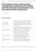 PTCB Medication History Certificate EXAM COMPREHENSIVE QUESTIONS AND VERIFIED ANSWERS &lpar;DETAILED & ELABORATED&rpar; ACTUAL EXAM 2025 TEST 100&percnt; SOLVED 2025&excl;&excl;