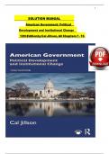 SOLUTION MANUAL For American Government&colon; Political Development and Institutional Change 12th Edition by Cal Jillson&comma; Verified Chapters 1 - 16&comma; Complete Newest Version