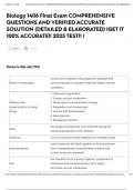 Biology 1406 Final Exam COMPREHENSIVE QUESTIONS AND VERIFIED ACCURATE SOLUTION &lpar;DETAILED & ELABORATED&rpar; &vert;GET IT 100&percnt; ACCURATE&excl;&excl; 2025 TEST&excl;&excl; &vert;