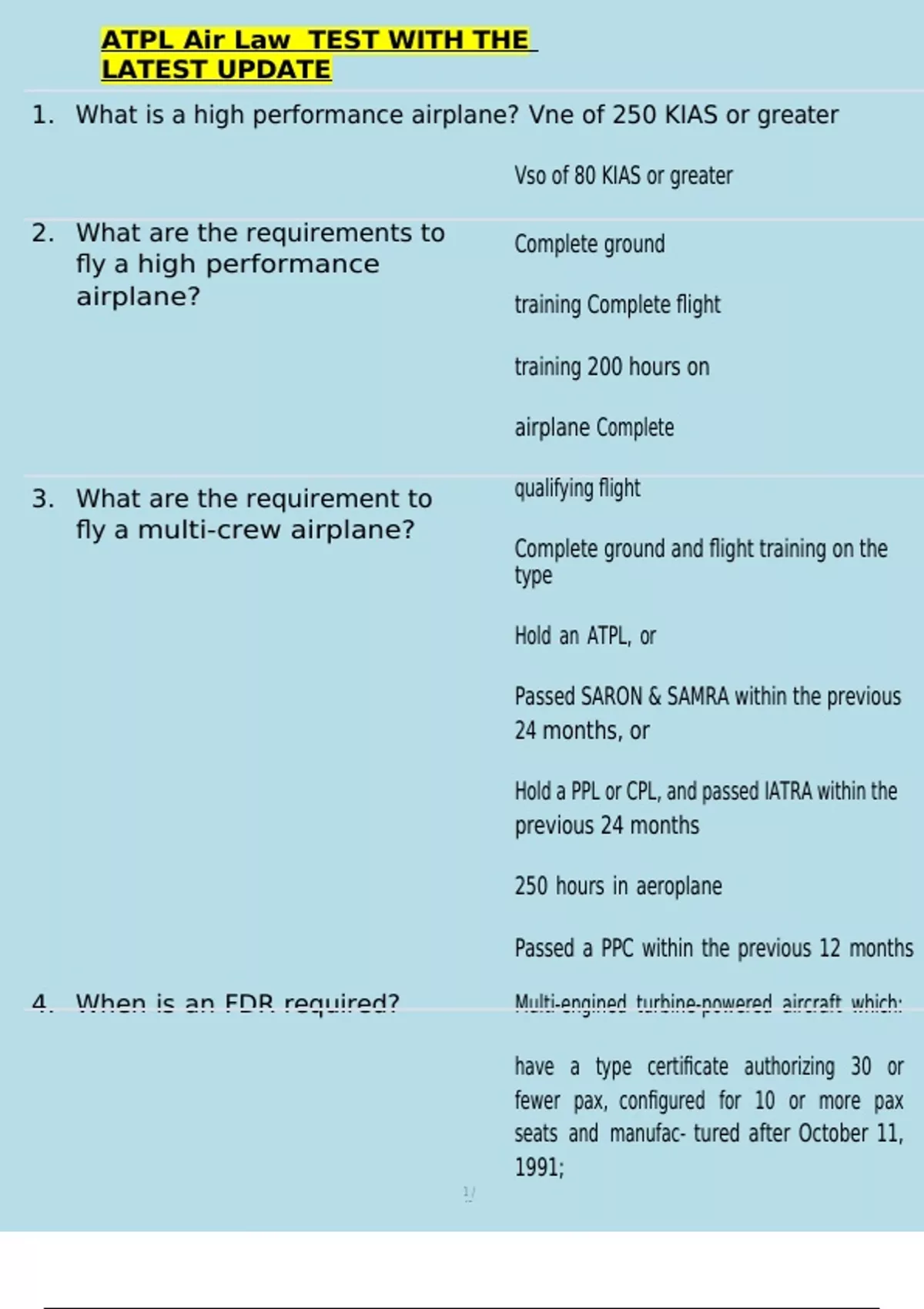 ATPL Air Law TEST WITH THE LATEST UPDATE - ATPL - Stuvia US