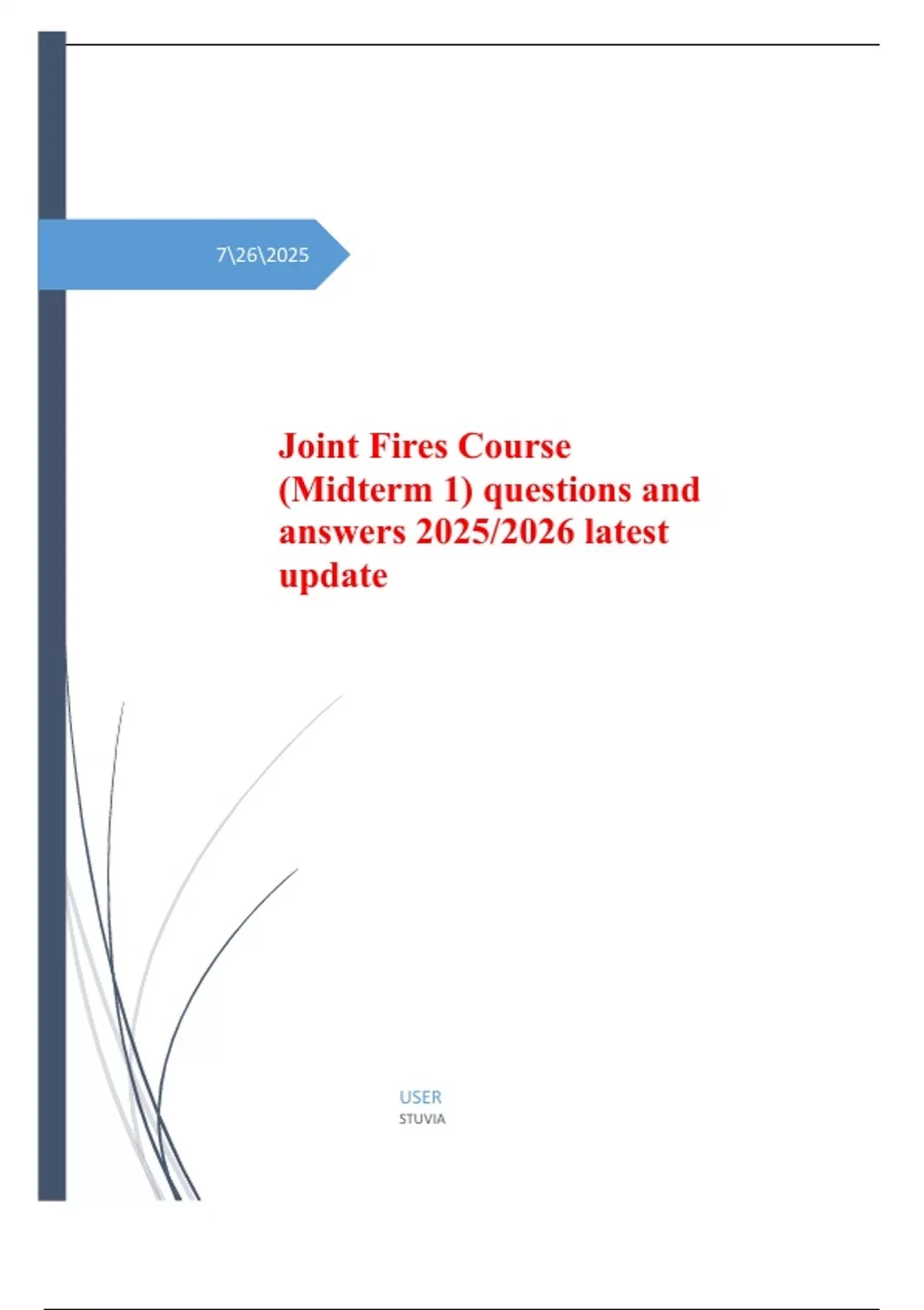 Joint Fires Course (Midterm 1) questions and answers 2025/2026 latest ...