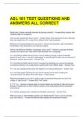ASL 101 TEST QUESTIONS AND ANSWERS ALL CORRECT 