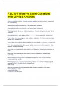 ASL 101 Midterm Exam Questions with Verified Answers 