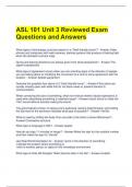 ASL 101 Unit 3 Reviewed Exam Questions and Answers 