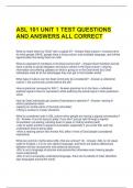 ASL 101 UNIT 1 TEST QUESTIONS AND ANSWERS ALL CORRECT 