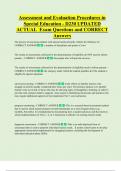 Assessment and Evaluation Procedures in  Special Education - D230 UPDATED  ACTUAL  Exam Questions and CORRECT  Answers 